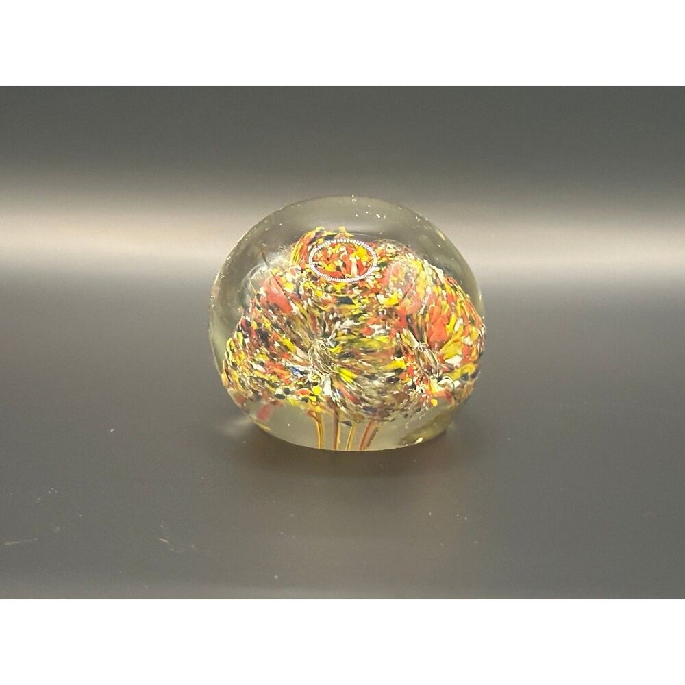Paperweight  Floral Orange Red Yellow Office Career Desk